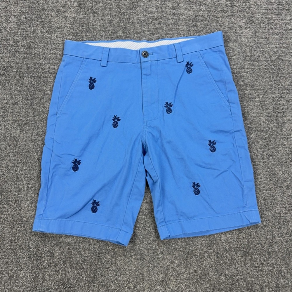 Brooks Brothers Shorts Mens 30 Blue Pineapple Embroidered‎ Chino 9 Inseam Casual